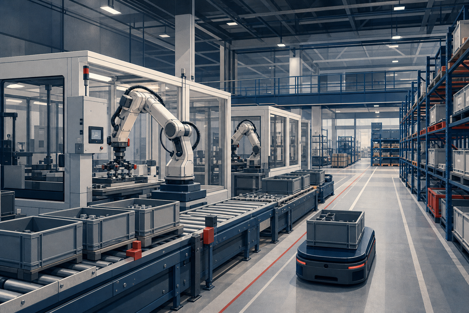 Generische Grafik einer automatisierten Fabrikhalle